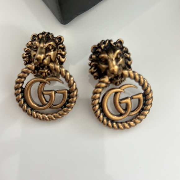 Gucci Lion Head Double-G Clip-On Earrings 100% authentic - Picture 5 of 5